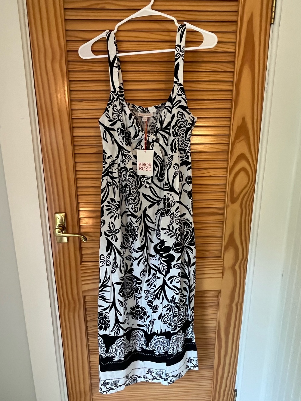 Knox Rose Black & White Floral Midi Dress Tie Detail